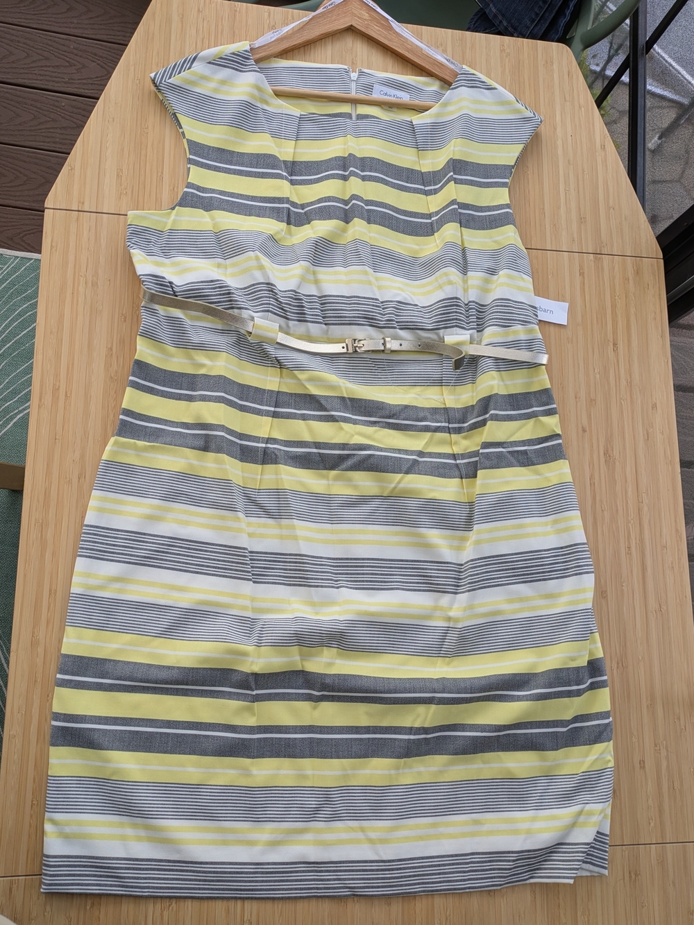 Calvin Klein Yellow & Gray Striped Dress